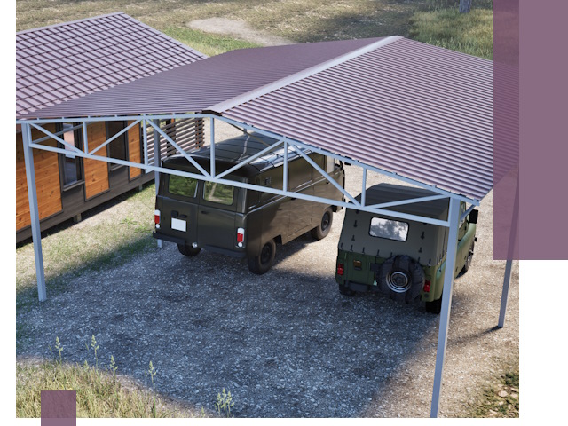 Двускатные навесы под ключ в Касимах — изготовление и монтаж