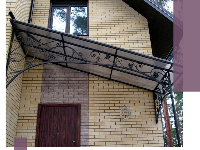 Односкатные козырьки из металла под ключ в Касимах