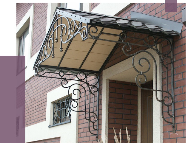 Двускатные козырьки в Касимах под ключ от 13593 руб.